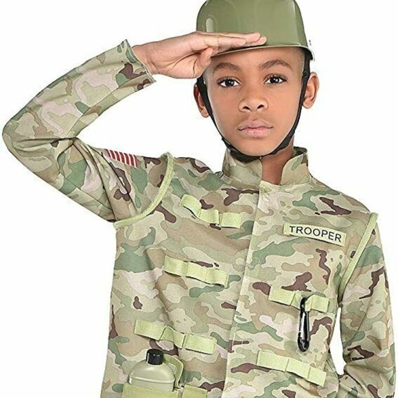 Combat Soldier Camo Army Military Troop Halloween Child Costume Large 12-14
